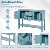 Ample Storage Vintage Console Table With Four Small Drawers And Bottom Shelf For Living Rooms, Entrances And Kitchens