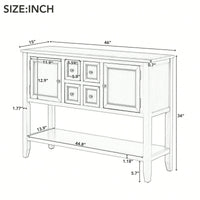 Ample Storage Vintage Console Table With Four Small Drawers And Bottom Shelf For Living Rooms, Entrances And Kitchens