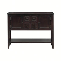 Ample Storage Vintage Console Table With Four Small Drawers And Bottom Shelf For Living Rooms, Entrances And Kitchens