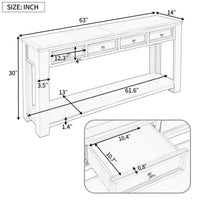 Console Table/Sofa Table With Storage Drawers And Bottom Shelf For Entryway Hallway