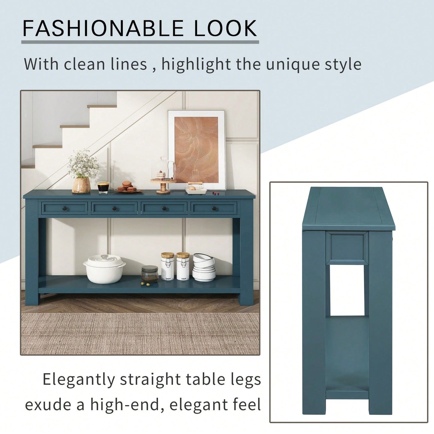 Console Table/Sofa Table With Storage Drawers And Bottom Shelf For Entryway Hallway