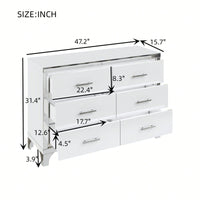 High Gloss Dresser With Metal Handle,Mirrored Storage Cabinet With 6 Drawers For Bedroom,Living Room