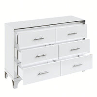 High Gloss Dresser With Metal Handle,Mirrored Storage Cabinet With 6 Drawers For Bedroom,Living Room