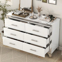 High Gloss Dresser With Metal Handle,Mirrored Storage Cabinet With 6 Drawers For Bedroom,Living Room