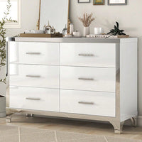 High Gloss Dresser With Metal Handle,Mirrored Storage Cabinet With 6 Drawers For Bedroom,Living Room