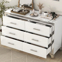 High Gloss Dresser With Metal Handle,Mirrored Storage Cabinet With 6 Drawers For Bedroom,Living Room