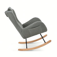 Rocking Chair - With Rubber Leg And Cashmere Fabric, Suitable For Living Room And Bedroom