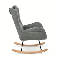 Rocking Chair - With Rubber Leg And Cashmere Fabric, Suitable For Living Room And Bedroom