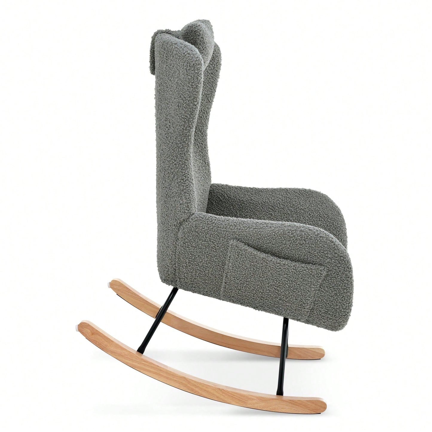 Rocking Chair - With Rubber Leg And Cashmere Fabric, Suitable For Living Room And Bedroom