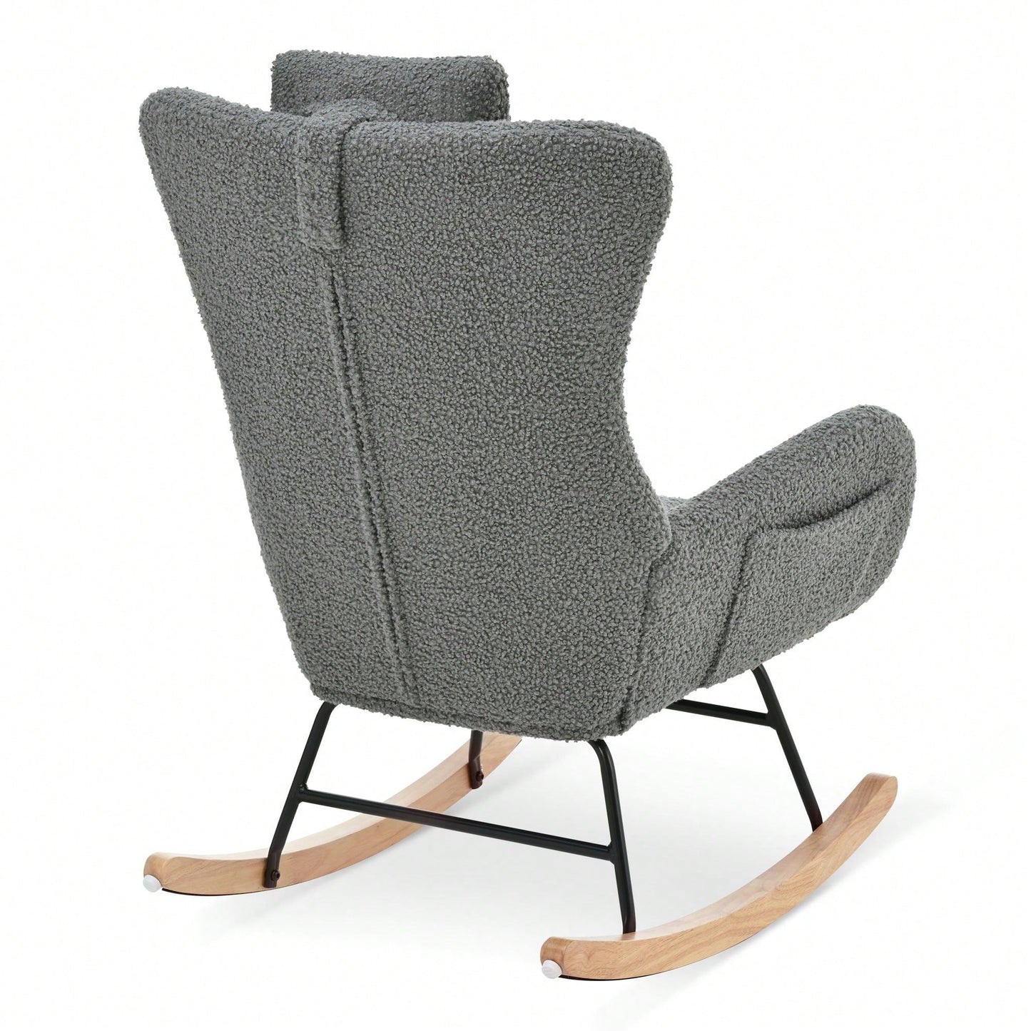 Rocking Chair - With Rubber Leg And Cashmere Fabric, Suitable For Living Room And Bedroom