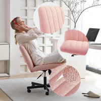 Plus Size Criss Cross Armless Swivel Chair for Home Office Modern Adjustable Desk Vanity Chair