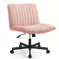 Plus Size Criss Cross Armless Swivel Chair for Home Office Modern Adjustable Desk Vanity Chair