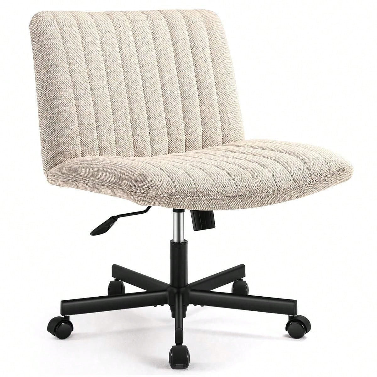 Plus Size Criss Cross Armless Swivel Chair for Home Office Modern Adjustable Desk Vanity Chair