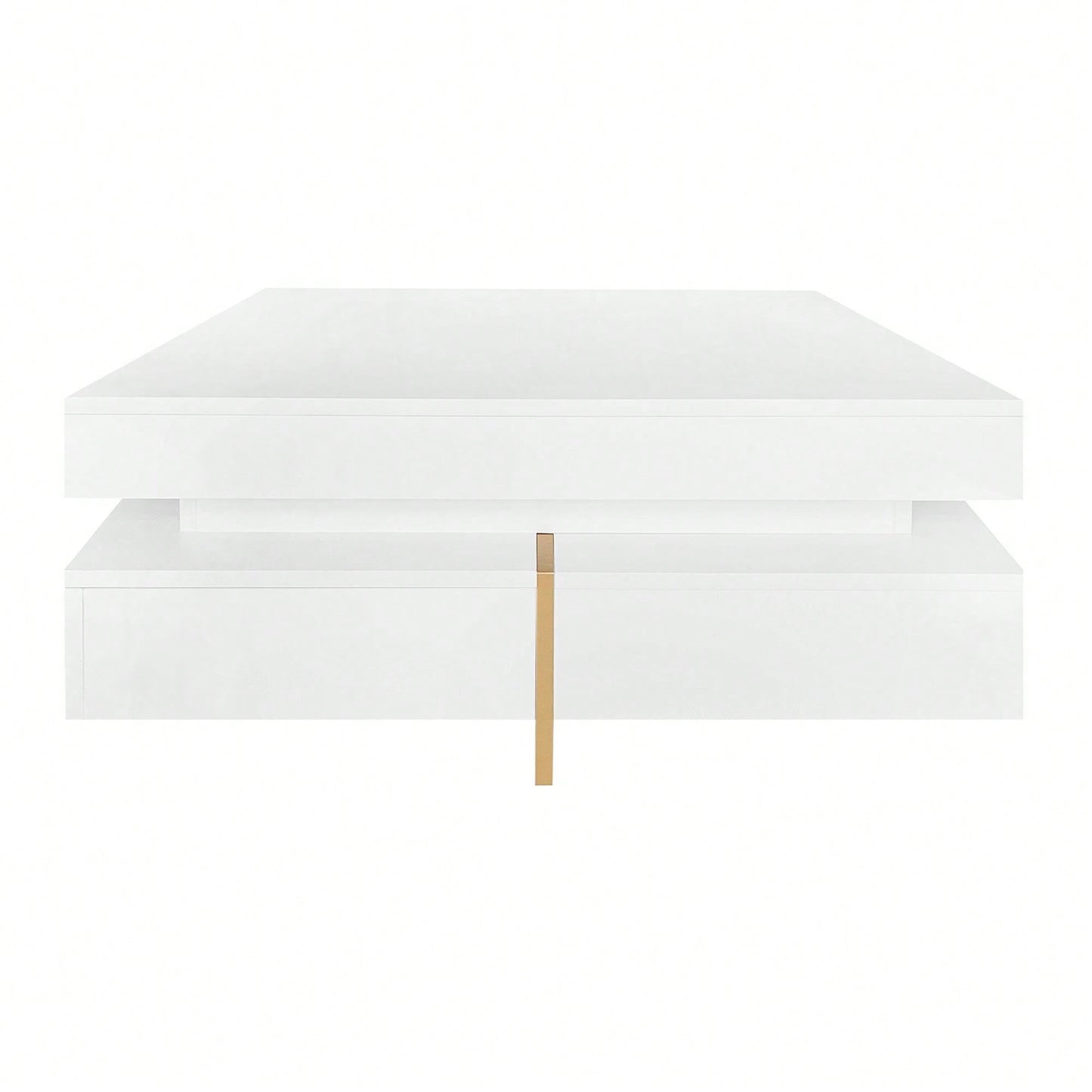 Modern High Gloss Coffee Table With 4 Drawers, Multi-Storage Square Cocktail Tea Table With Wood Grain Legs, Center Table For Living Room