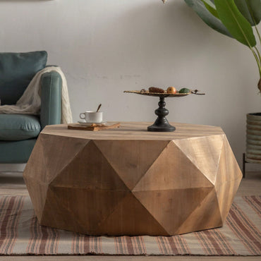 38" Three-Dimensional Embossed Pattern Design American Retro Style Coffee Table