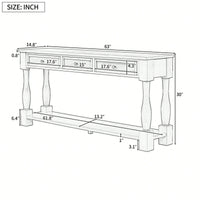 63" Long Console Table With Drawers And Shelf For Entryway, Hallway, Living Room