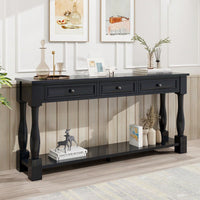 63" Long Console Table With Drawers And Shelf For Entryway, Hallway, Living Room
