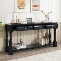 63" Long Console Table With Drawers And Shelf For Entryway, Hallway, Living Room