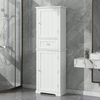 Tall Bathroom Storage Cabinet, Freestanding Storage Cabinet With Drawer And Adjustable Shelf, MDF Board With Painted Finish