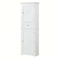 Tall Bathroom Storage Cabinet, Freestanding Storage Cabinet With Drawer And Adjustable Shelf, MDF Board With Painted Finish