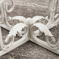 Glass Coffee Table With Sturdy Iron Leaf-Shape Base, Leisure Cocktail Table With Tempered Glass Top For Living Room, Dining Room