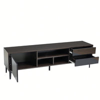 Modern TV Stand with LED Remote Control Lights and UV Bloom Drawer Panel for Living Room and Bedroom