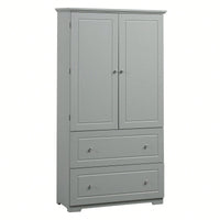 Wide Bathroom Storage Cabinet, Freestanding Storage Cabinet With Two Drawers And Adjustable Shelf, MDF Board With Painted Finish