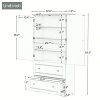 Wide Bathroom Storage Cabinet, Freestanding Storage Cabinet With Two Drawers And Adjustable Shelf, MDF Board With Painted Finish