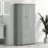 Wide Bathroom Storage Cabinet, Freestanding Storage Cabinet With Two Drawers And Adjustable Shelf, MDF Board With Painted Finish