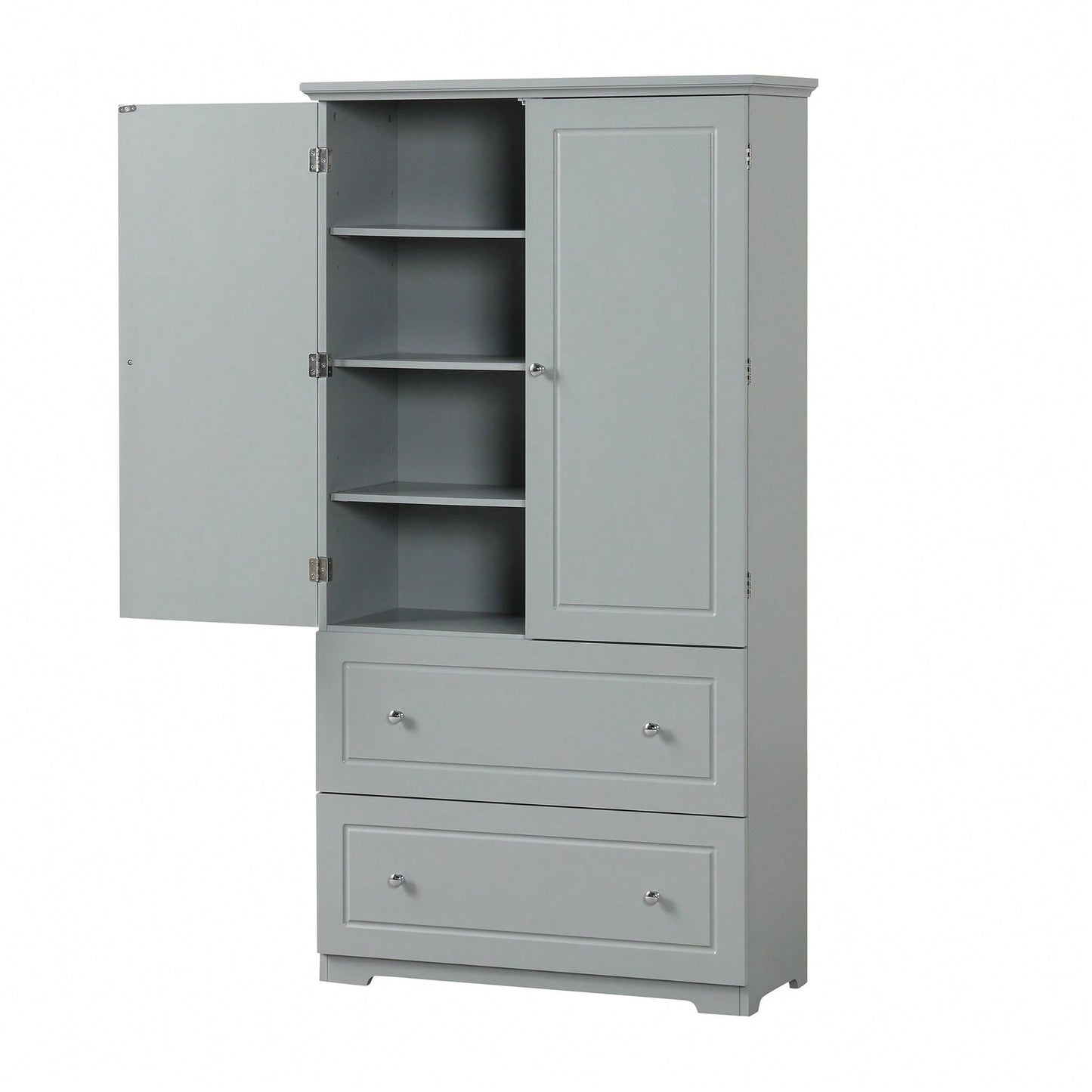 Wide Bathroom Storage Cabinet, Freestanding Storage Cabinet With Two Drawers And Adjustable Shelf, MDF Board With Painted Finish