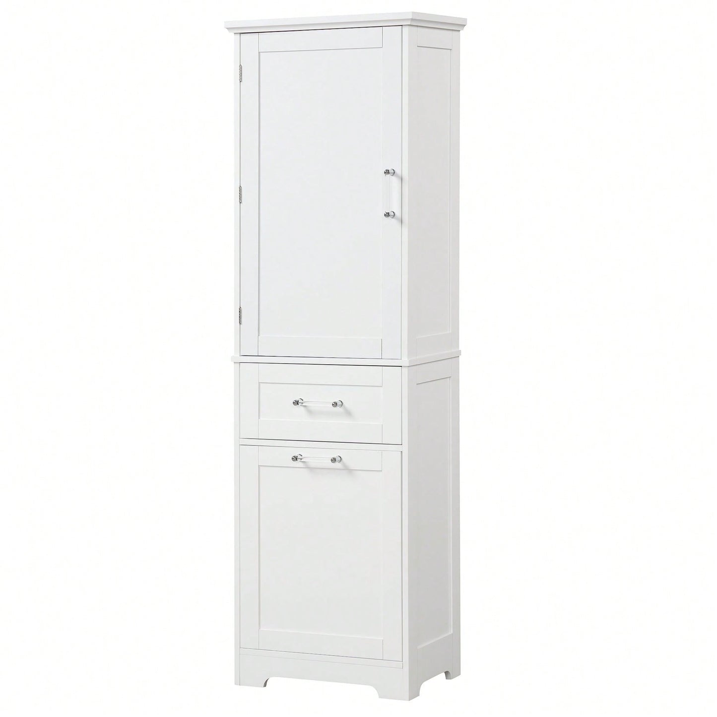 Freestanding Tall Bathroom Storage Cabinet with Adjustable Shelf and Dual Size Drawers in MDF with Painted Finish