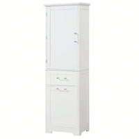 Freestanding Tall Bathroom Storage Cabinet with Adjustable Shelf and Dual Size Drawers in MDF with Painted Finish