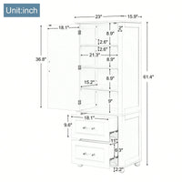 Tall Bathroom Storage Cabinet, Freestanding Storage Cabinet With Two Drawers And Adjustable Shelf, MDF Board With Painted Finish