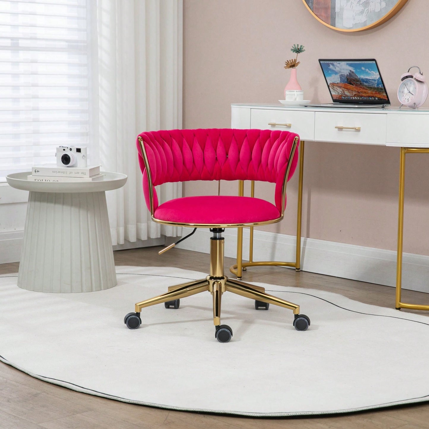 Computer Chair Office Chair Adjustable Swivel Chair Fabric Seat Home Study Chair