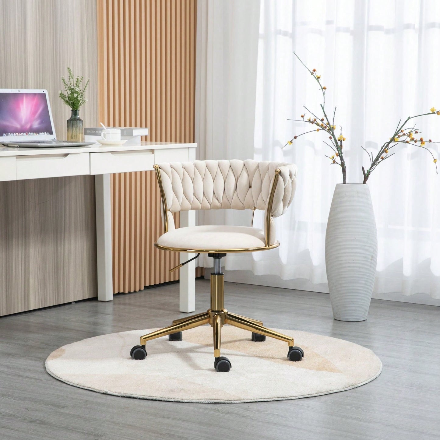 Computer Chair Office Chair Adjustable Swivel Chair Fabric Seat Home Study Chair