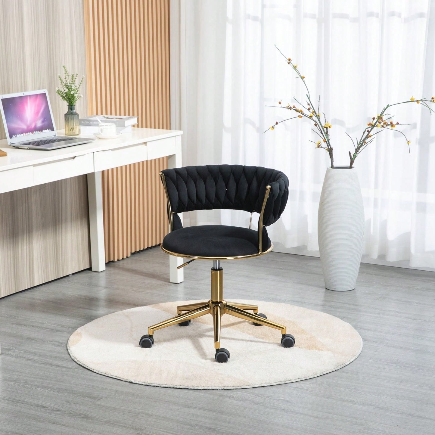 Computer Chair Office Chair Adjustable Swivel Chair Fabric Seat Home Study Chair