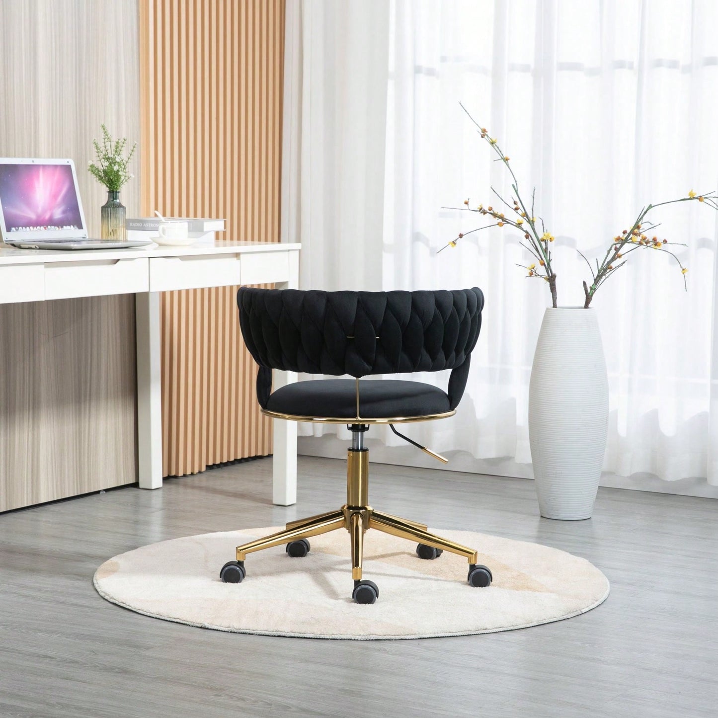 Computer Chair Office Chair Adjustable Swivel Chair Fabric Seat Home Study Chair