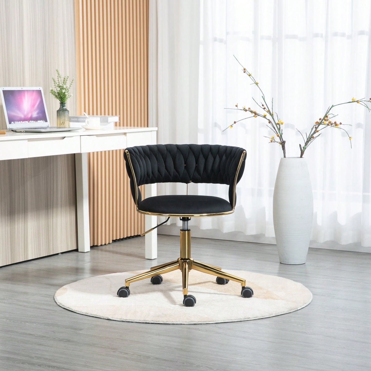 Computer Chair Office Chair Adjustable Swivel Chair Fabric Seat Home Study Chair