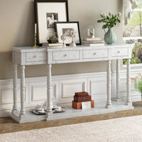 Retro Senior Console Table For Hallway Living Room Bedroom With 4 Front Facing Storage Drawers And 1 Shelf