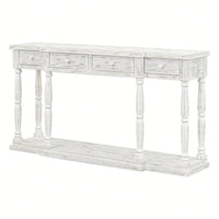 Retro Senior Console Table For Hallway Living Room Bedroom With 4 Front Facing Storage Drawers And 1 Shelf