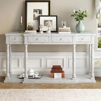 Retro Senior Console Table For Hallway Living Room Bedroom With 4 Front Facing Storage Drawers And 1 Shelf