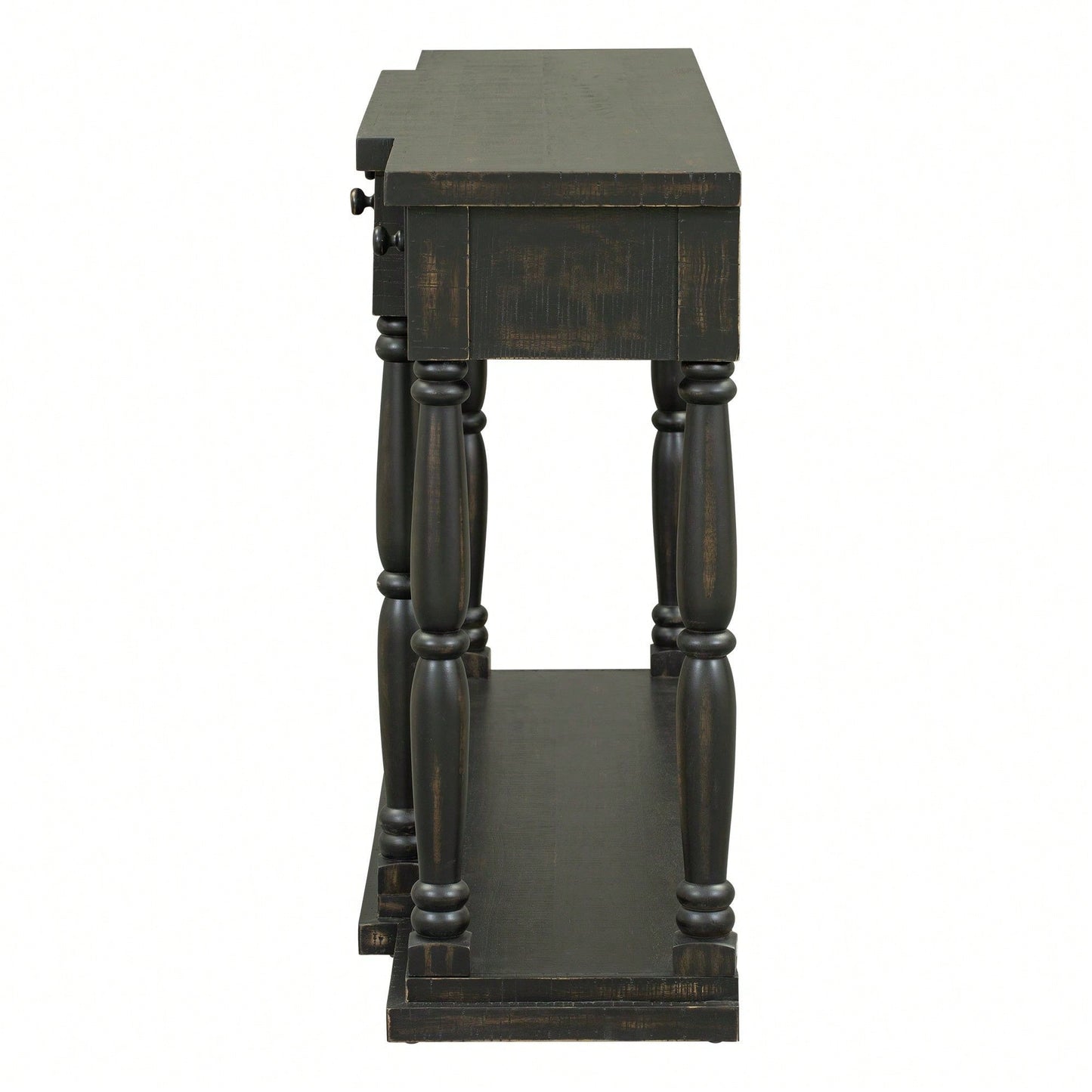 Retro Senior Console Table For Hallway Living Room Bedroom With 4 Front Facing Storage Drawers And 1 Shelf