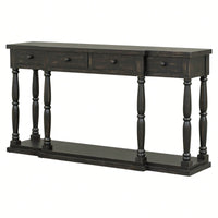 Retro Senior Console Table For Hallway Living Room Bedroom With 4 Front Facing Storage Drawers And 1 Shelf