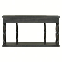 Retro Senior Console Table For Hallway Living Room Bedroom With 4 Front Facing Storage Drawers And 1 Shelf