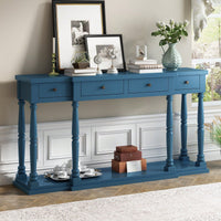 Retro Senior Console Table For Hallway Living Room Bedroom With 4 Front Facing Storage Drawers And 1 Shelf