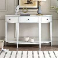 Modern Curved Console Table Sofa Table With 3 Drawers And 1 Shelf For Hallway, Entryway, Living Room