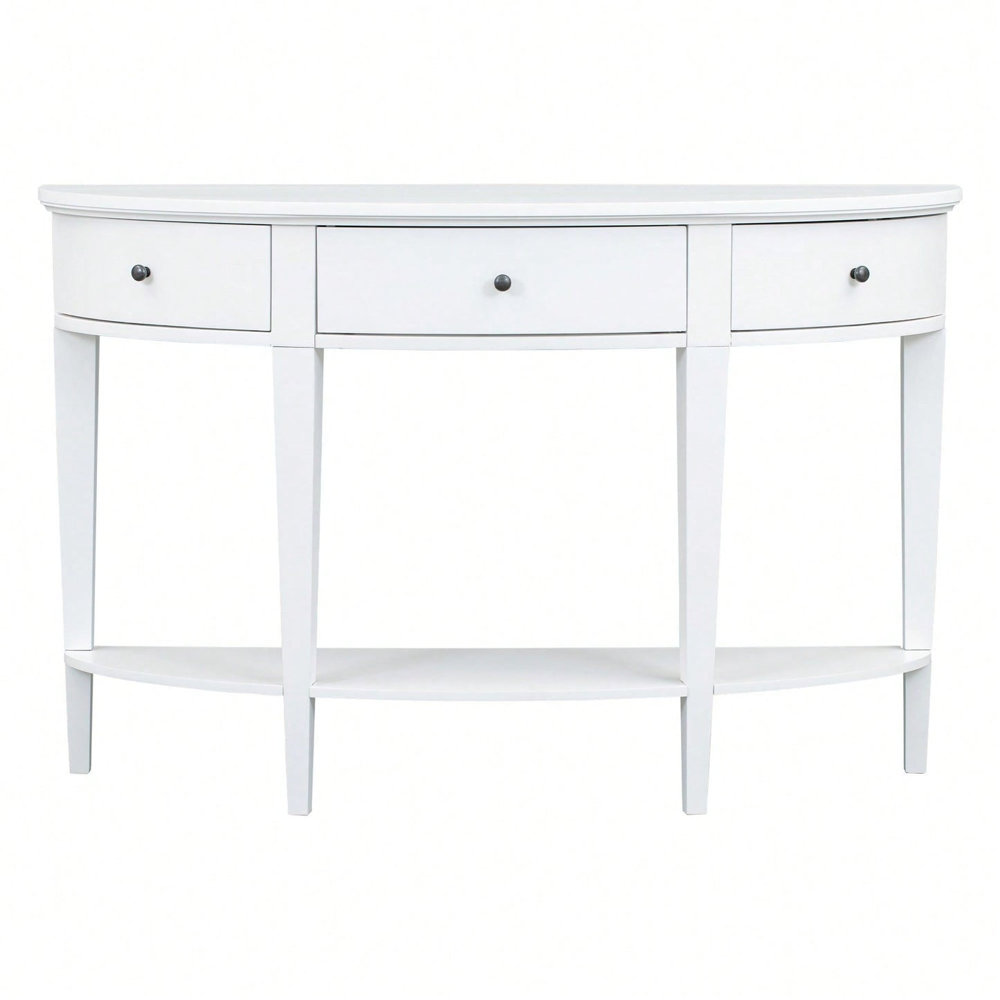 Modern Curved Console Table Sofa Table With 3 Drawers And 1 Shelf For Hallway, Entryway, Living Room