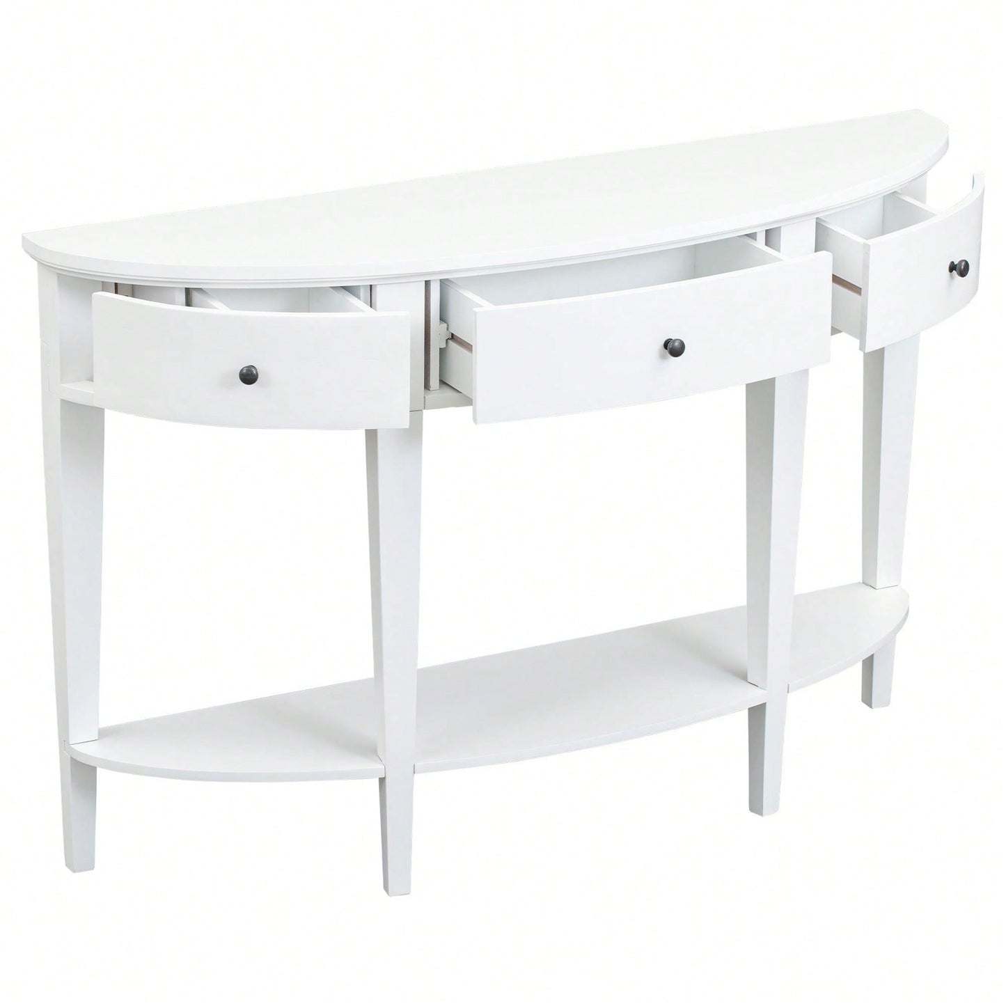 Modern Curved Console Table Sofa Table With 3 Drawers And 1 Shelf For Hallway, Entryway, Living Room