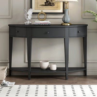 Modern Curved Console Table Sofa Table With 3 Drawers And 1 Shelf For Hallway, Entryway, Living Room