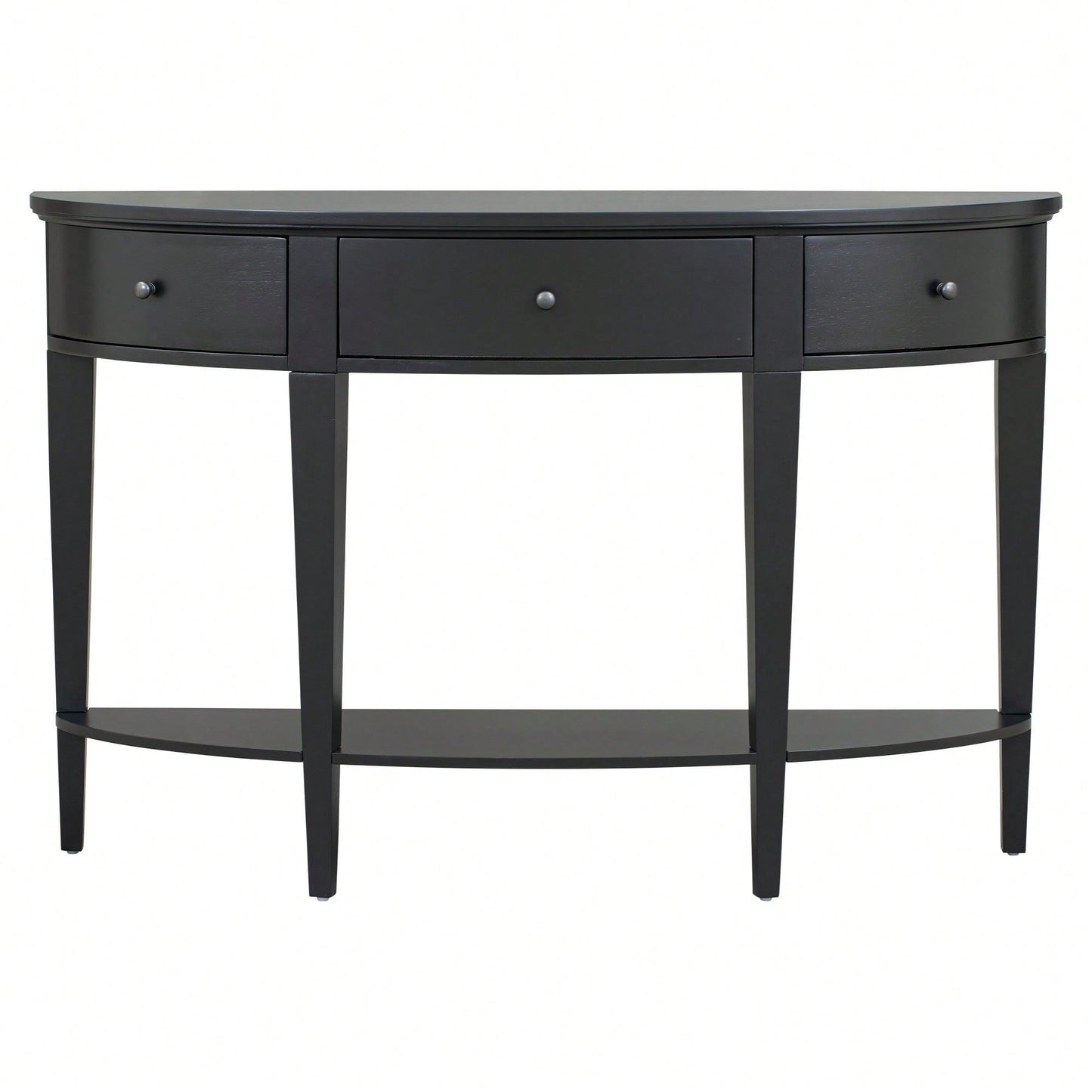 Modern Curved Console Table Sofa Table With 3 Drawers And 1 Shelf For Hallway, Entryway, Living Room